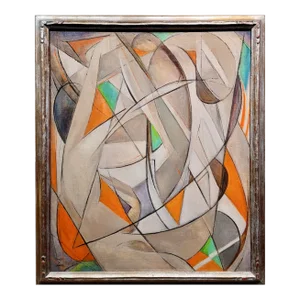 Zulma Steele -Nude Abstract in Geometric Composition-1930s Oil Painting