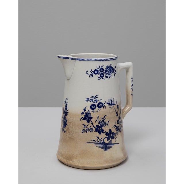 1900s Belgian Blue Chinoiserie Ceramic Pitcher For Sale - Image 4 of 18