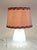 Vintage Table Lamp with Frosted Relief Glass Base and Pink Fabric Shade, 1970s For Sale - Image 3 of 9