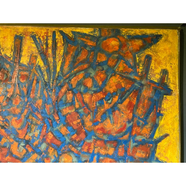Mid 20th Century Abstract Oil Painting on Canvas by Mary Ellen Kronstein “Apocalyptic Scene” For Sale - Image 4 of 13