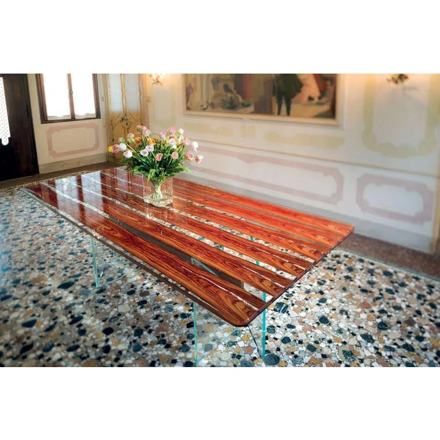 Wood Italian Table Parigi in Glass and Bois De Rose from VGnewtrend For Sale - Image 7 of 9