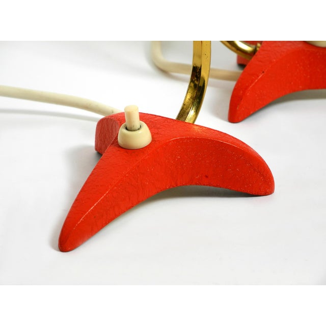 Gold Mid-Century Modern Red Diabolo Crows Foot Table Lamps from Cosack, 1950s, Set of 2 For Sale - Image 8 of 18