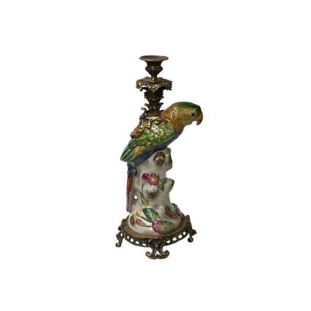 Vintage Handmade Ceramic Parrot Figure Candle Holder For Sale In San Francisco - Image 6 of 9