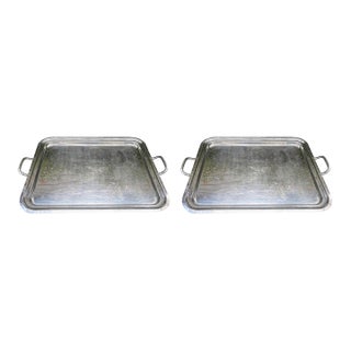 Pair of Italian Silver Plate Trays by Sambonet For Sale