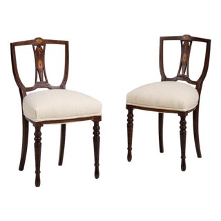19th Century Pair of Empire Chairs with Upholstered Seats For Sale