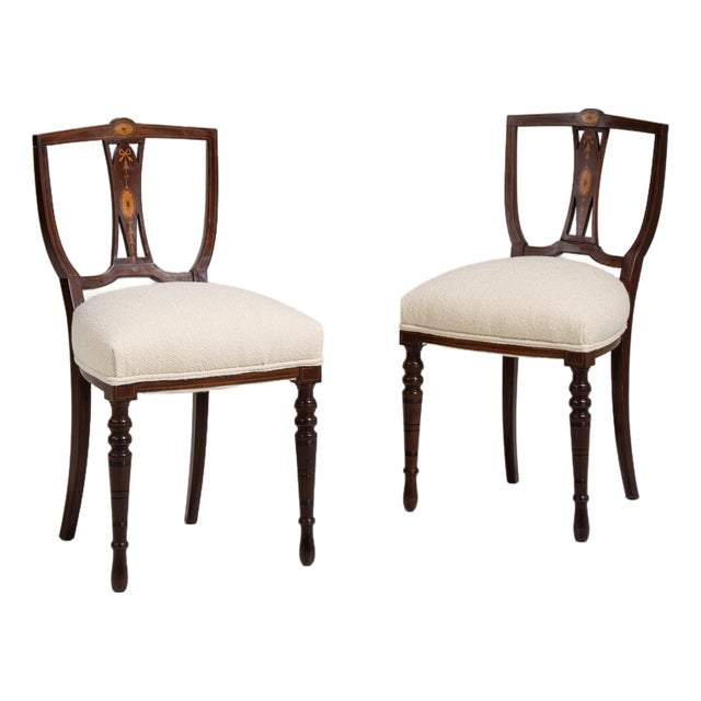 19th Century Pair of Empire Chairs with Upholstered Seats For Sale