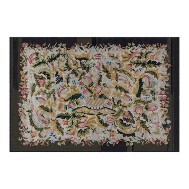 1920s English Needlepoint Rug with Verdure-Inspired Botanical Motif For Sale
