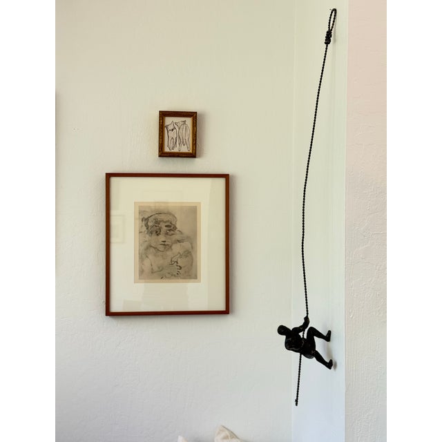 Mid-Century Modern Vintage Modernist Cast Metal Hanging Sculpture of a Man Climbing For Sale - Image 3 of 12