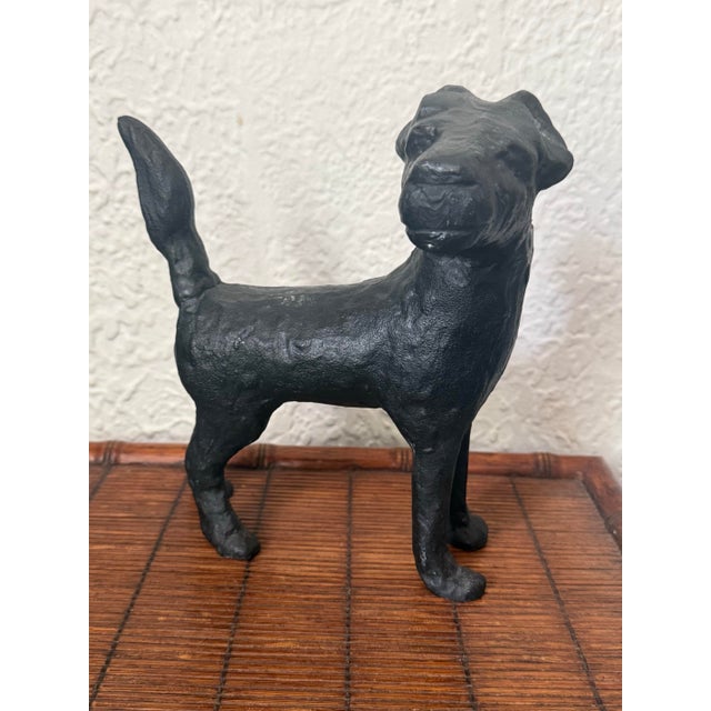 Rustic Midcentury Cast Iron Terrier Dog Doorstop For Sale - Image 3 of 9