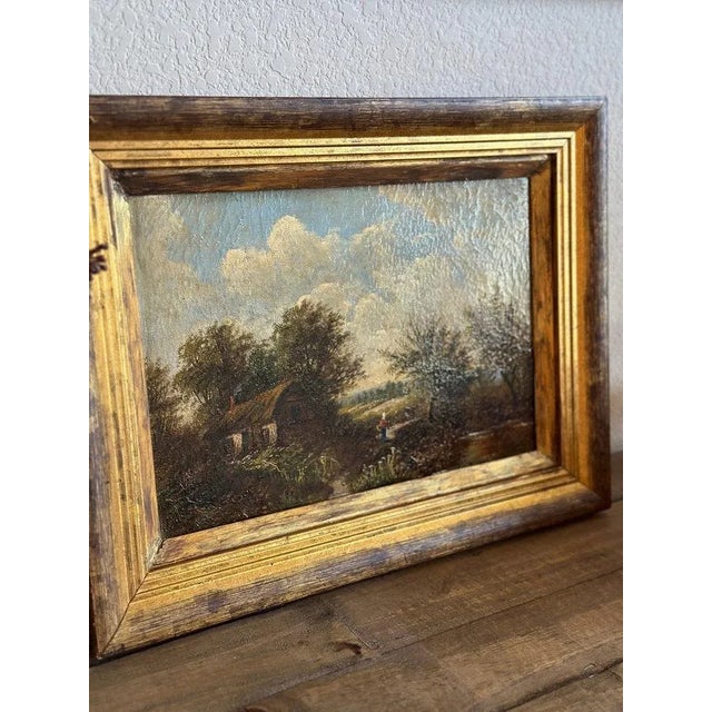 Original 19th C. Antique Oil Painting, Norwich School Landscape For Sale - Image 10 of 10
