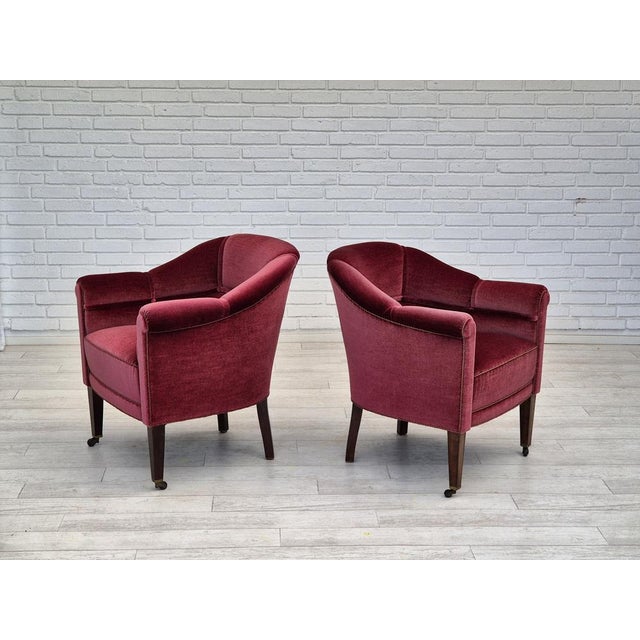 Brown Danish Lounge Chair in Velour with Ash Legs, 1950s For Sale - Image 8 of 18