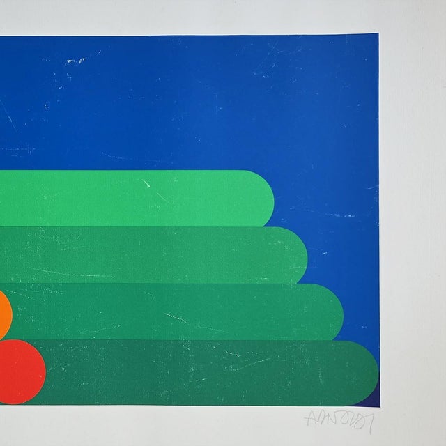 1980s Per Arnoldi Hand Signed Art Serigraph Abstract Geometric Composition Wall Poster For Sale - Image 6 of 7