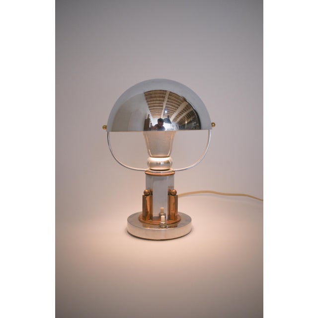 Vintage French Table Lamp in Copper and Chrome, 1930 For Sale - Image 11 of 18