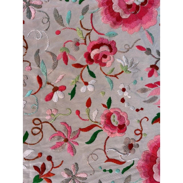 Square Silk Embroidered Manila Piano Shawl For Sale - Image 6 of 15