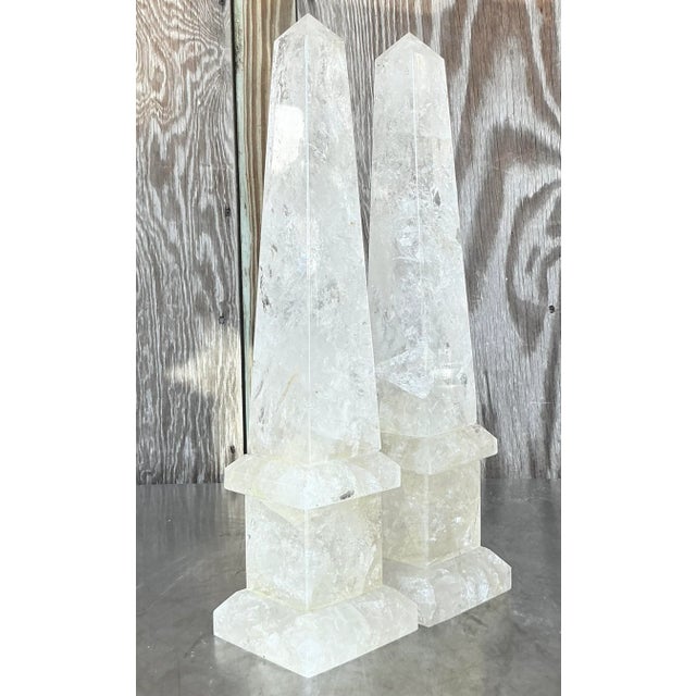 Vintage Boho Rock Crystal Obelisks - a Pair For Sale - Image 4 of 9