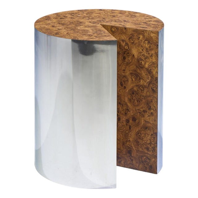 Leon Rosen for Pace Style Mid Century Pac-Man Chrome Drum Table For Sale