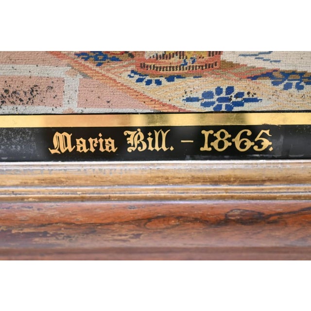 Antique Italian Needlepoint Tapestry of Courtly Maidens, 1865 For Sale - Image 5 of 12