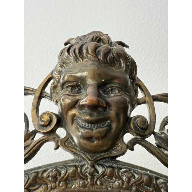 Antique Gilded Cast Iron Cherub and Lion Heads, Victorian French Style Ornate Vanity Table Mirror From Late 19th Century For Sale - Image 12 of 12