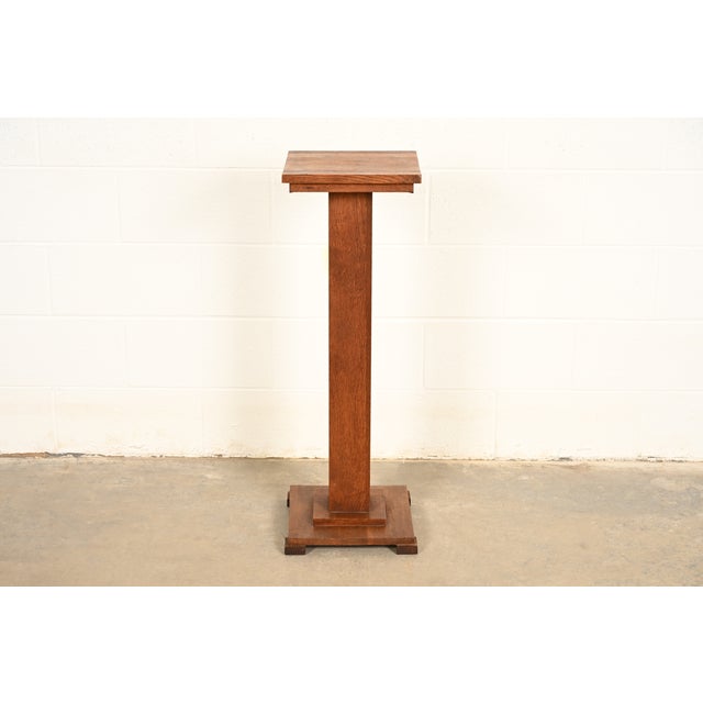 Stickley Brothers Style Antique Mission Oak Arts & Crafts Pedestal or Plant Stand, Circa 1910 For Sale - Image 12 of 12