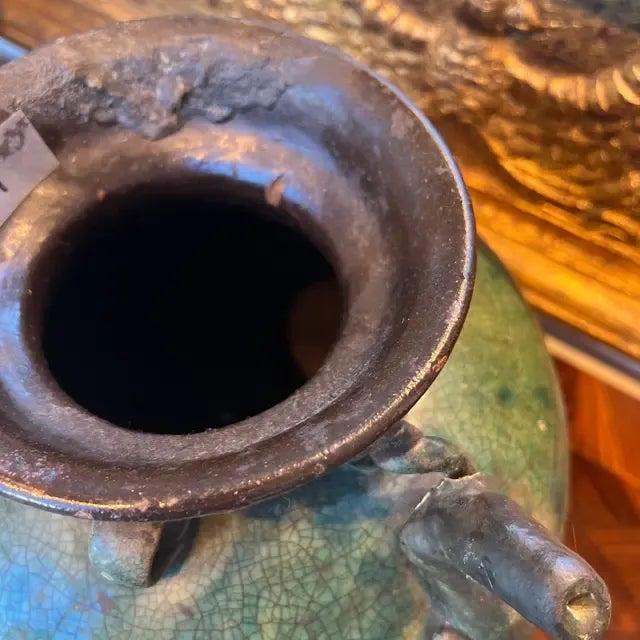 Ceramic 1970s Italian Green Ceramic Vase For Sale - Image 7 of 12