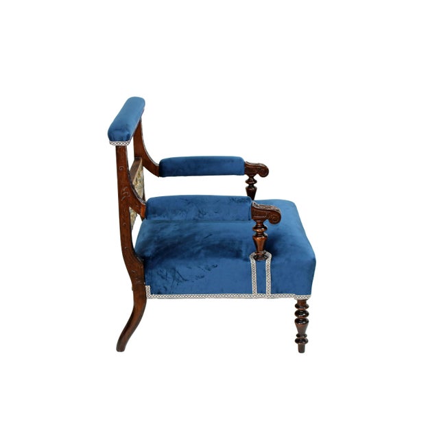 Set of Blue Armchairs, 1830s For Sale - Image 12 of 16