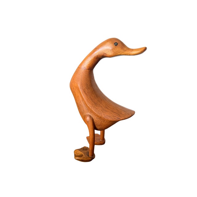 Mid 20th Century Duck Hand-Carved Natural Wooden Duck Sculpture – Organic Modern Folk Art Figurine, Sustainable Bamboo Root Decor For Sale - Image 11 of 17