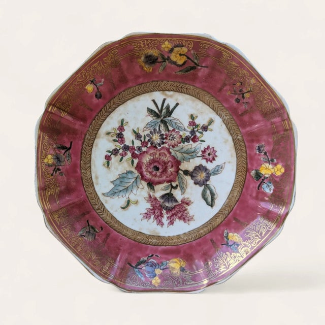 Set of 2 Botanical Floral Chinoiserie Ceramic Porcelain Decorative Plates 8.5" x 8.5" Heavy Plates, High Quality Display...