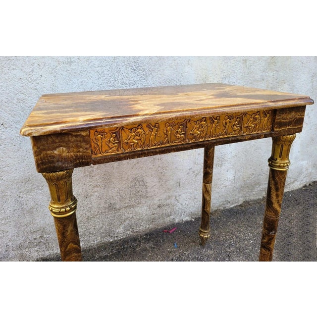 Napoleon III 19th Century Retractable Onyx and Bronze Table For Sale - Image 15 of 18
