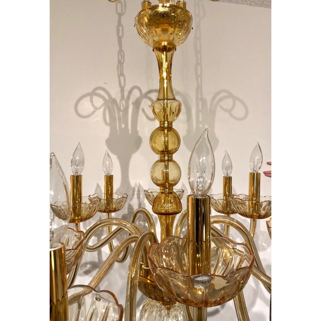 Glass Myran Allan Luxury Lighting Italian Amber Glass Chandelier For Sale - Image 7 of 7