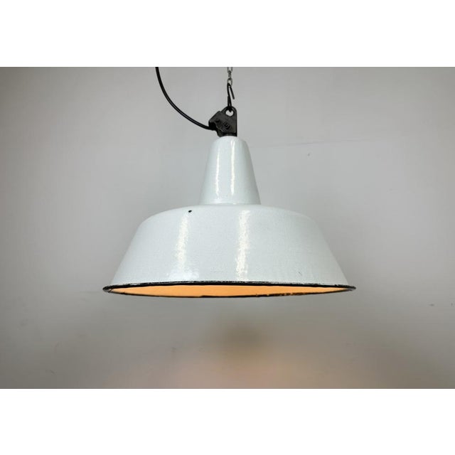 Large Industrial White Enamel Factory Pendant Lamp from Zaos, 1960s For Sale - Image 16 of 18