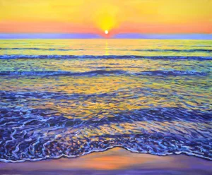 Ocean Sunset.Modern Original Hand Painting.