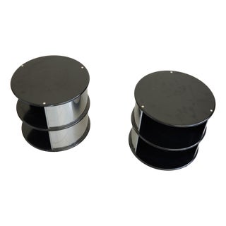 Bedside Tables in Chrome-Plated Steel and Plastic, Italy, 1970s, Set of 2 For Sale