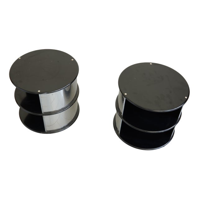 Bedside Tables in Chrome-Plated Steel and Plastic, Italy, 1970s, Set of 2 For Sale