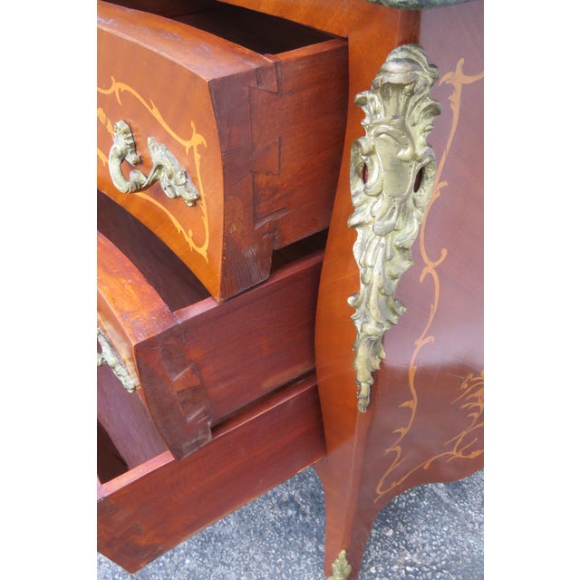 French Marble Top Bombay Serpentine Inlay Commode Dresser Bathroom Vanity 6230 For Sale - Image 17 of 17