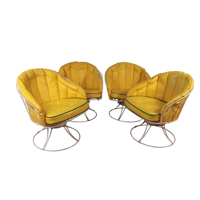 Vintage Mid Century Modern 1960s Homecrest Swivel Barrel Lounge Chairs