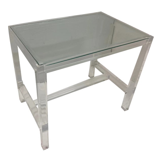 Lucite Modern Cocktail Table With Glass Inset Top For Sale