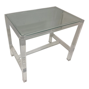 Lucite Modern Cocktail Table With Glass Inset Top