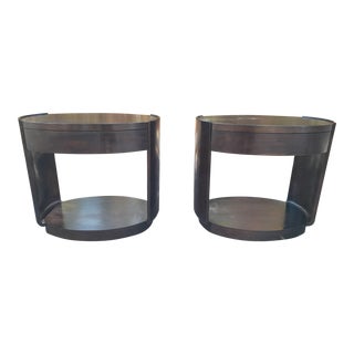 Pair of Restored Oval Shaped Barbara Barry for McGuire Furniture San Francisco Nightstands For Sale