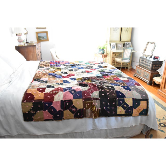 Antique Crazy Quilt For Sale - Image 4 of 12