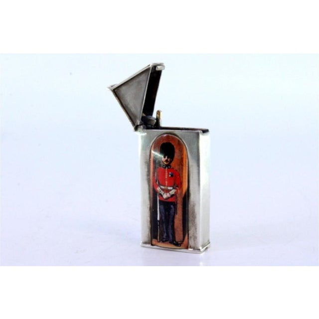 Metal Silver Matchbox with English Guard Figure in Enamel For Sale - Image 7 of 8