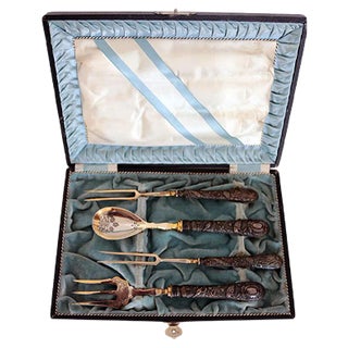 Antique Hunter's Cutlery Set in Original Box, Set of 4 For Sale