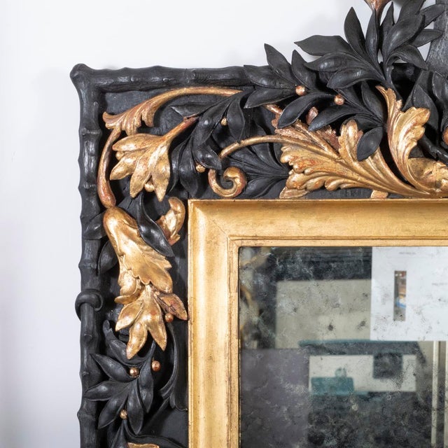 Gilded and ebonized oak Baroque mirror For Sale In New York - Image 6 of 11
