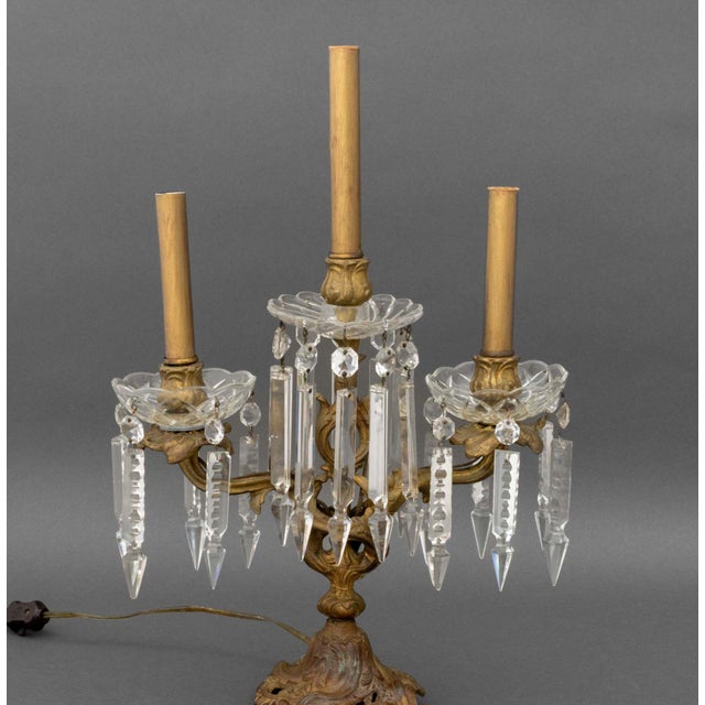 Victorian Pair of Victorian Style Three-Branch Girandole Table Lamps For Sale - Image 3 of 10