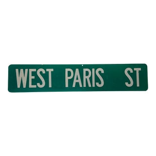 1960s West Paris Street Sign For Sale
