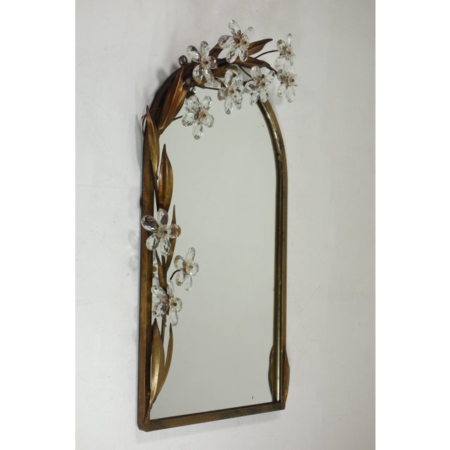 Flower Wall Mirror Giovanni Banci 1970 Gold Metal Frame and Glass Flowers One light in perfect working order This piece...