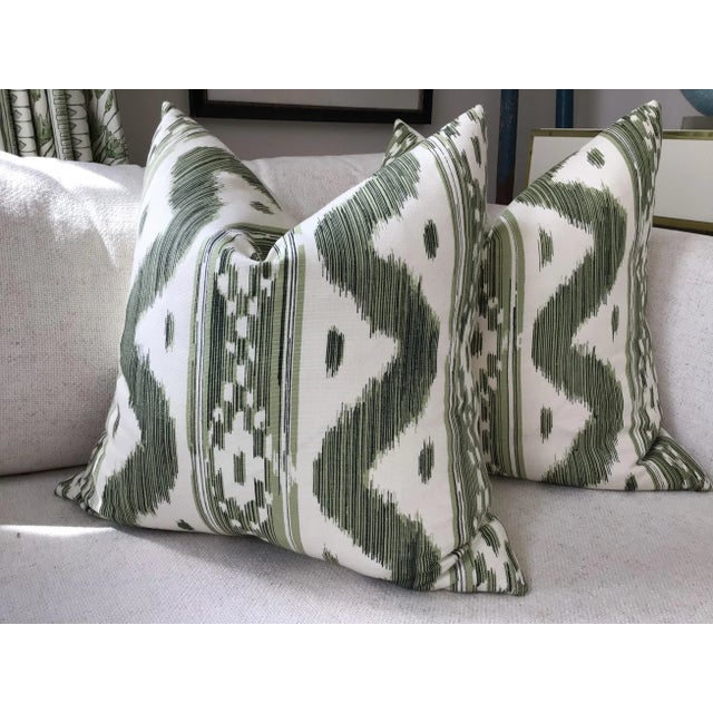 Quadrille China Sea “Bali Hai” Complete Pillows With Down Inserts in Sea Green on Tint- a Pair For Sale In Atlanta - Image 6 of 6