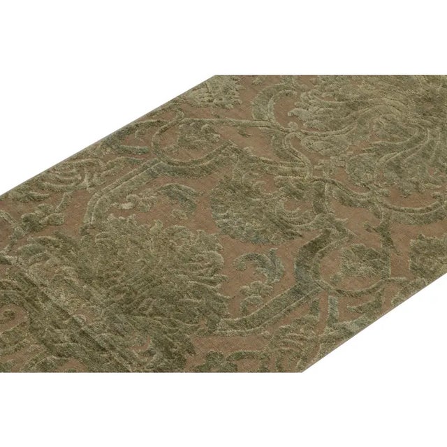 2010s 2010s Rug & Kilim’s European Style Twin Runners in Beige With Green Floral Patterns For Sale - Image 5 of 7