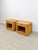 This charming pair of vintage blonde pencil reed rattan nightstands are a warm and highly covetable coastal and Hollywood...