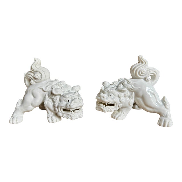 Vintage Otagiri Porcelain Blanc De Chine Foo Dog Dragons -a Pair For Sale
