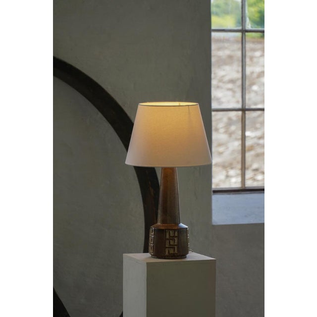 Large Danish Modern Ceramic Stoneware Table Lamp by Løvemose, 1960s For Sale - Image 3 of 12